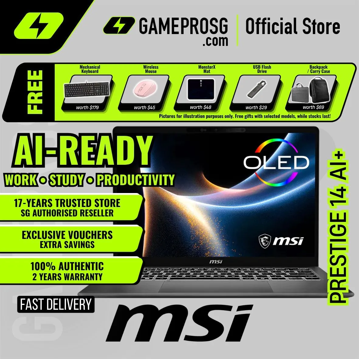 MSI Modern 14S AI+ – 14" OLED – Intel Core Ultra 5 – 16GB RAM – 1TB SSD – Copilot+ AI Laptop - 1.38kg