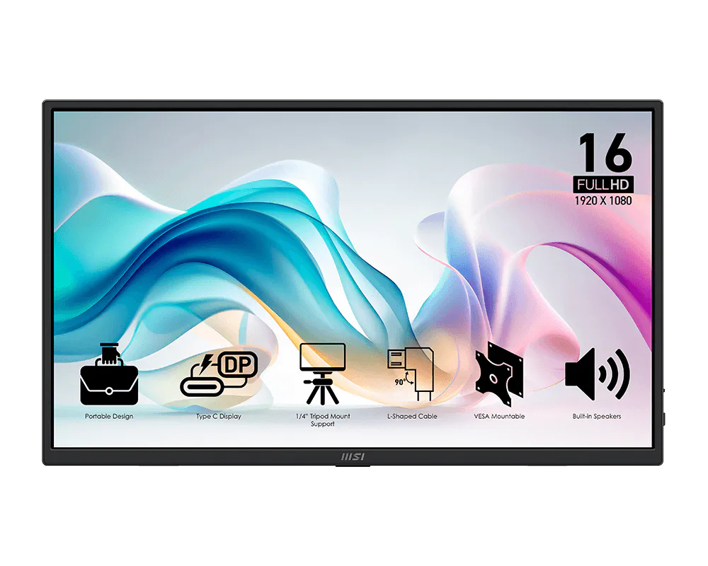 MSI PRO MP165 E6 – 15.6" FHD IPS – USB-C – Ultra-Slim Portable Monitor