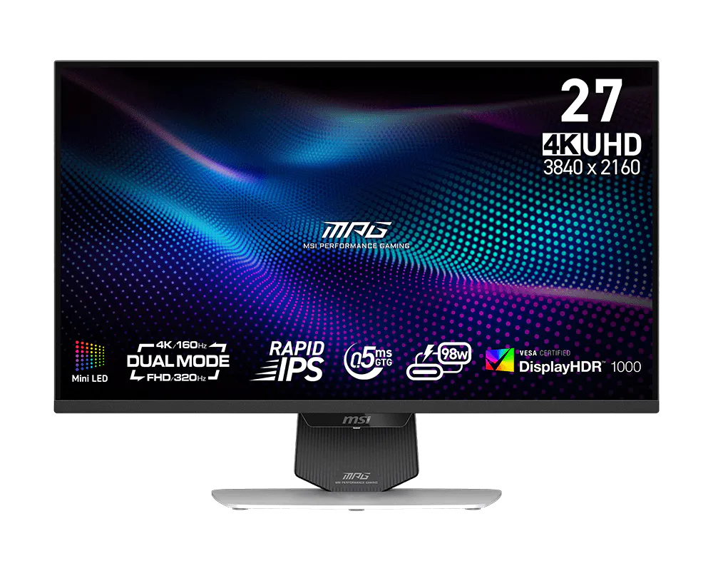 MSI MPG 274URDFW E16M – 27" 4K Mini-LED 160Hz / FHD 320Hz – HDR1000 Gaming Monitor