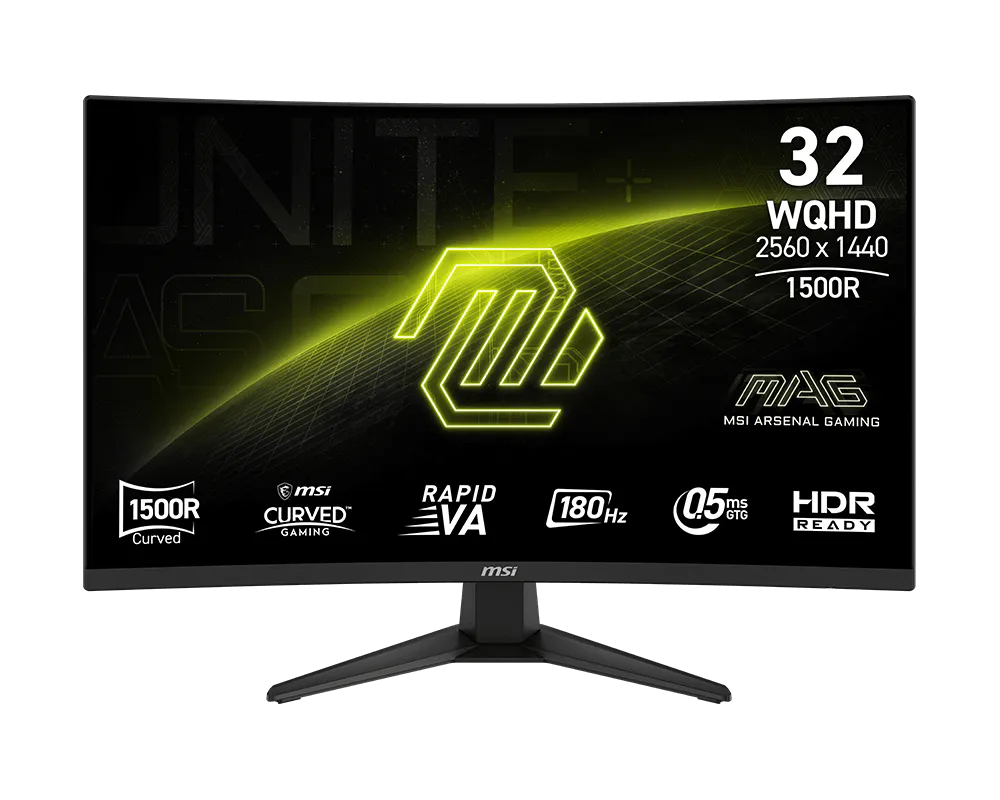 MSI MAG 321CQF E18 – 32" QHD 1500R Rapid VA 180Hz – 0.5ms Curved Gaming Monitor