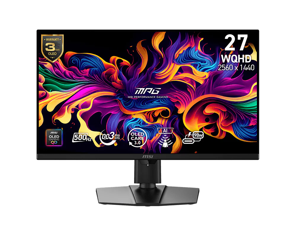 MSI MPG 271QR QD-OLED X50 – 27" QHD QD-OLED 500Hz – 0.03ms – DP 2.1 Gaming Monitor