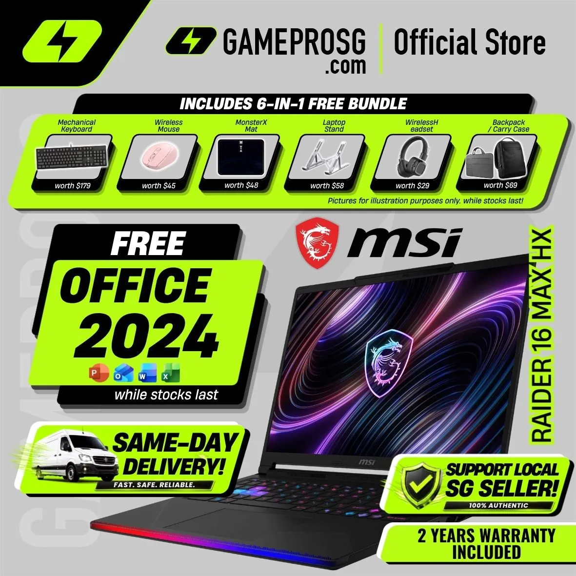 【SAME-DAY DELIVERY】MSI Raider 16 Max HX – 16" OLED 240Hz – Intel Core Ultra 9 – RTX5090 – 32GB RAM – 2TB SSD – Extreme AI & Gaming Laptop