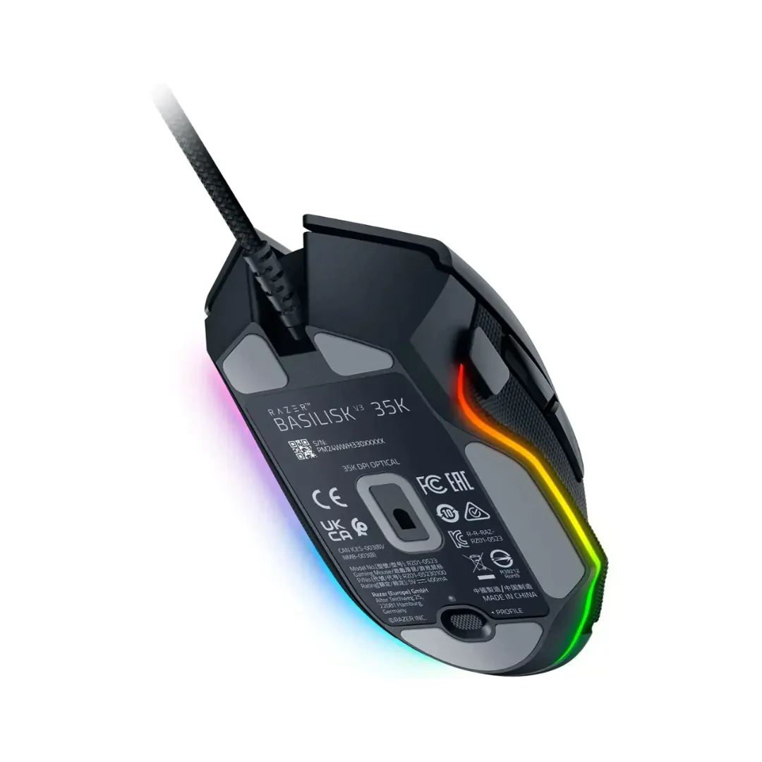 Razer Basilisk V3 35K Wired Ergonomic Gaming Mouse with HyperScroll Tilt Wheel and Chroma RGB Lighting