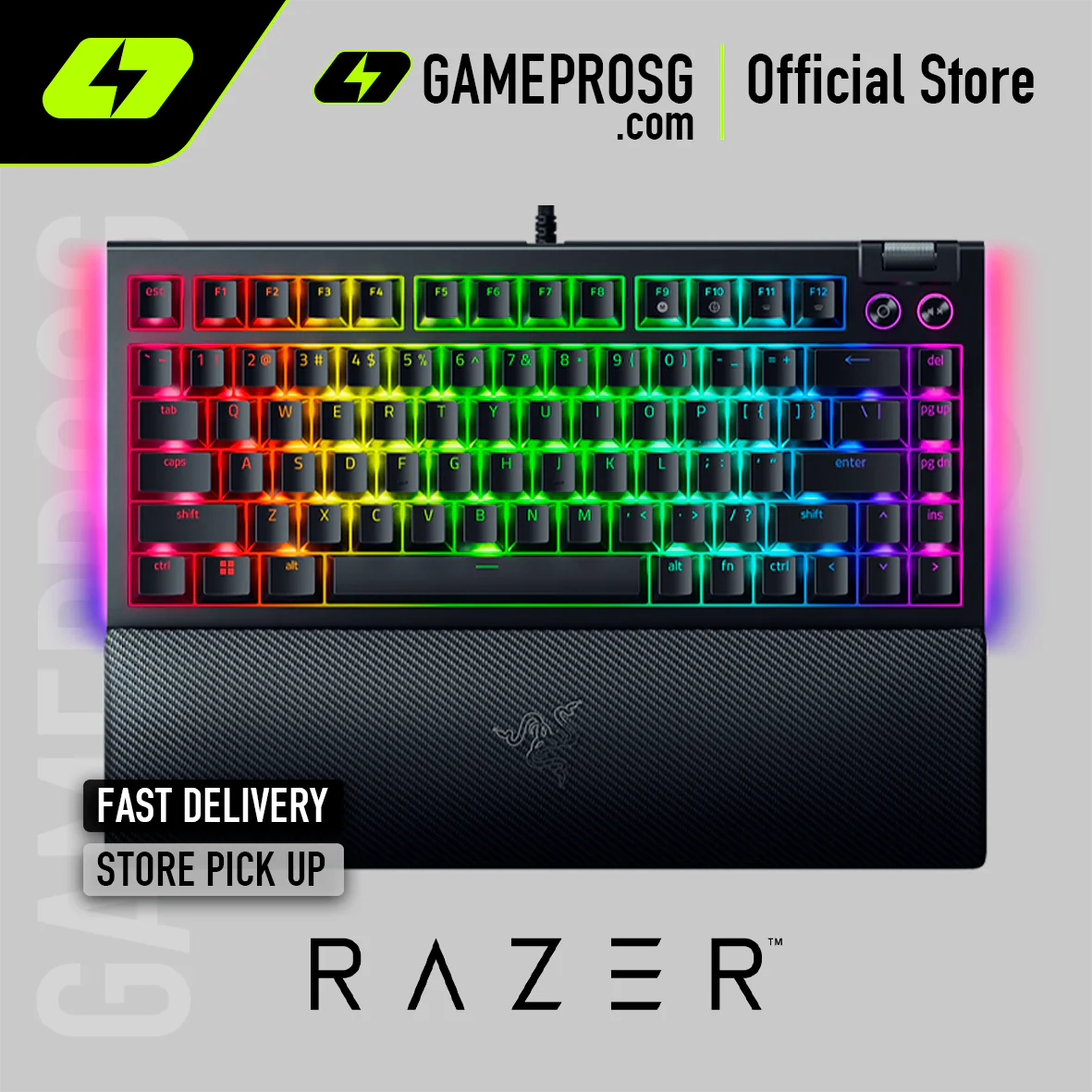 Razer BlackWidow V4 75% Wired Orange Switch Gaming Keyboard with Hot-Swappable Design - Black