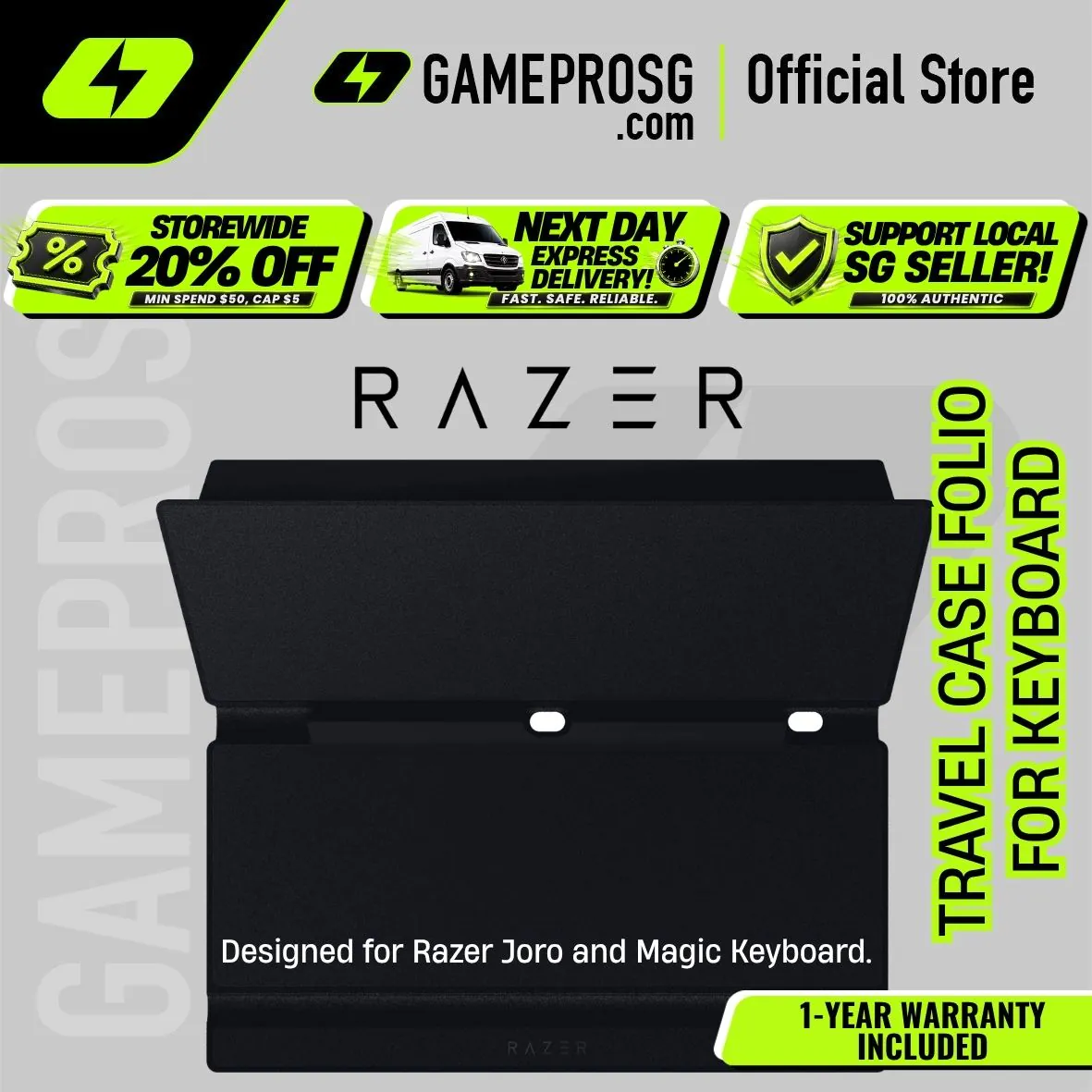 Razer Travel Case Folio for Portable Keyboards – Protective Carrying Case – Black