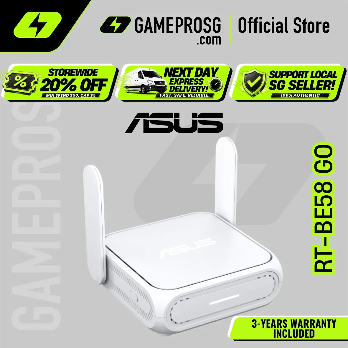 ASUS RT-BE58 Go Dual-Band Travel Router — WiFi 7 BE3600 - 4G/5G Tethering - WISP Mode - 2.5G Port