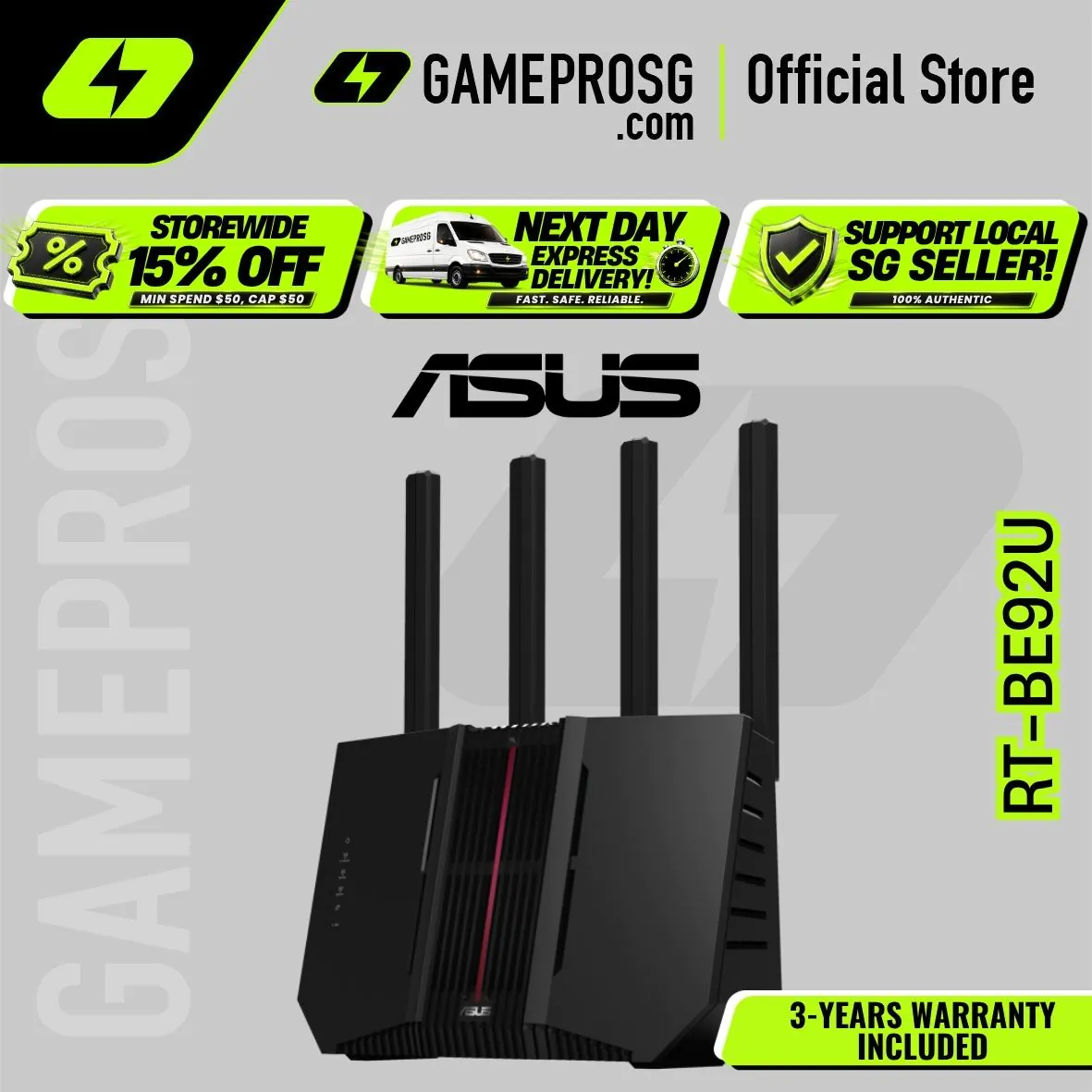 ASUS RT-BE92U – Tri-Band WiFi 7 BE9700 Router – 10G WAN/LAN – Smart AiMesh – VPN Support