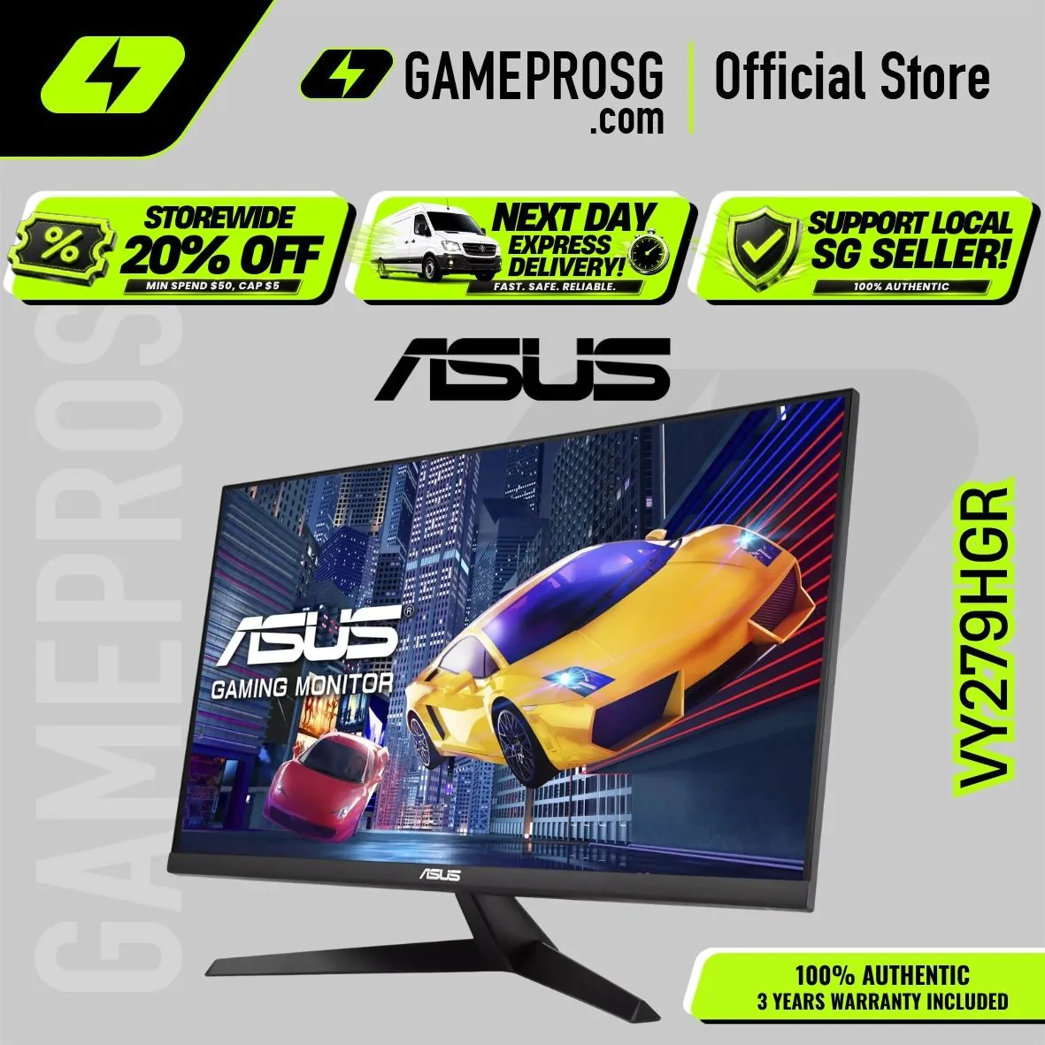 【SAME-DAY DELIVERY】ASUS VY279HGR Eye Care Gaming Monitor – 27" FHD IPS 120Hz – 1ms – Adaptive-Sync – HDMI VGA