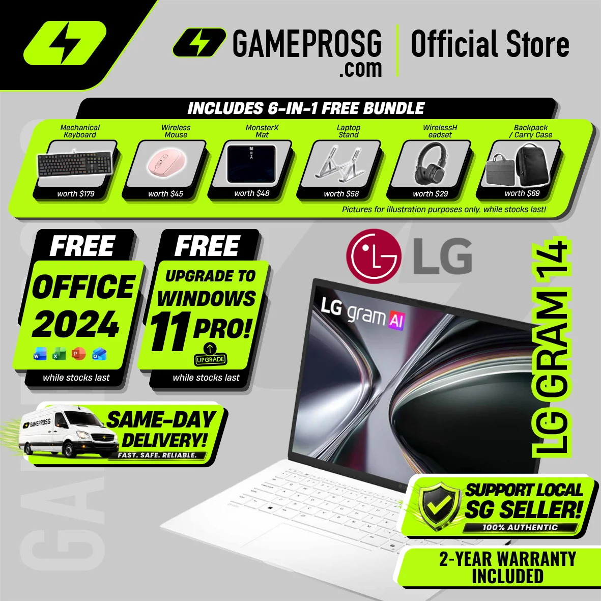 LG Gram 14 Lightweight Productivity Laptop - 14" IPS - Intel Core Ultra 5 - 16GB RAM - 512GB SSD