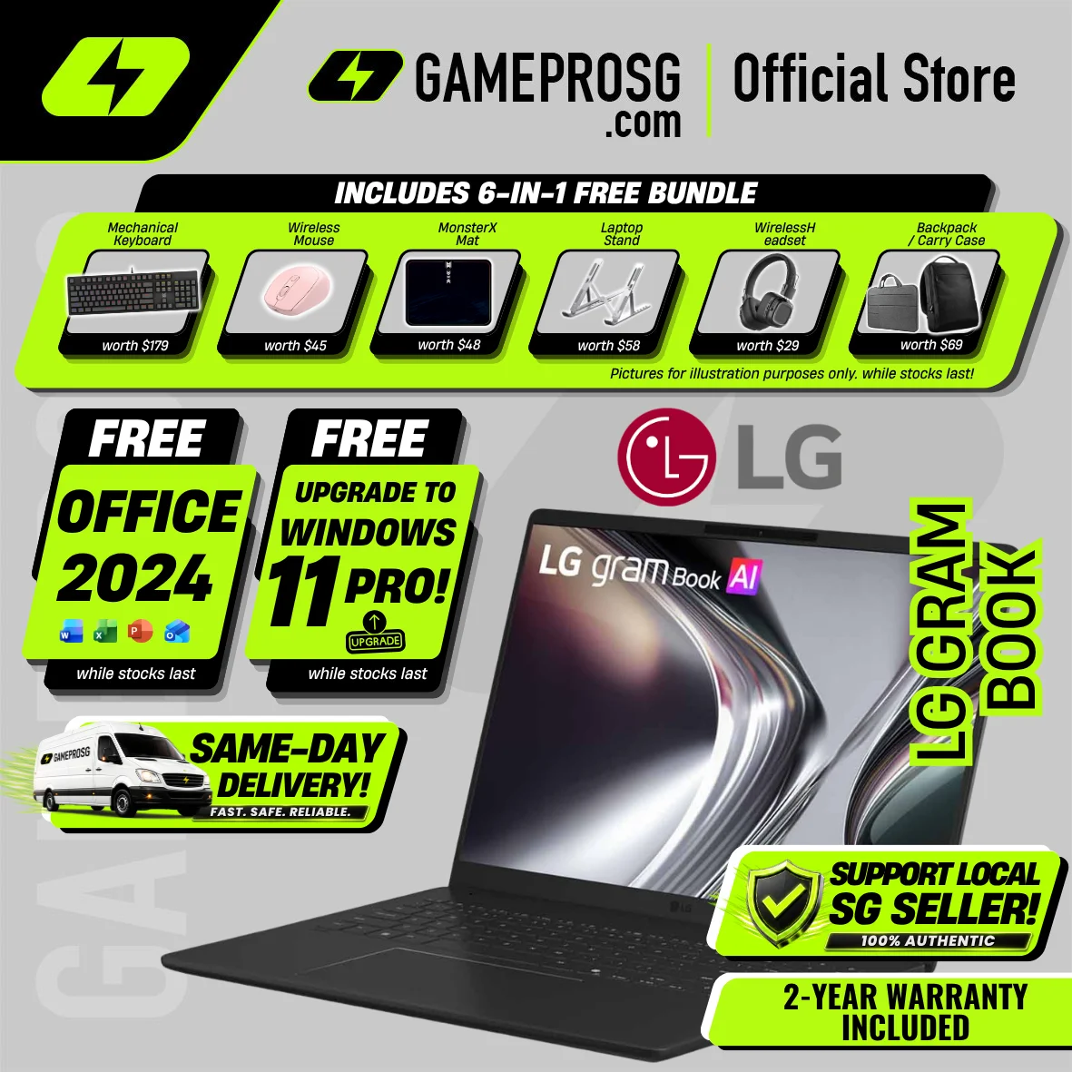 LG Gram Book 16 Lightweight Productivity Laptop – 16" IPS – AMD Ryzen AI – 16GB RAM – 512GB SSD