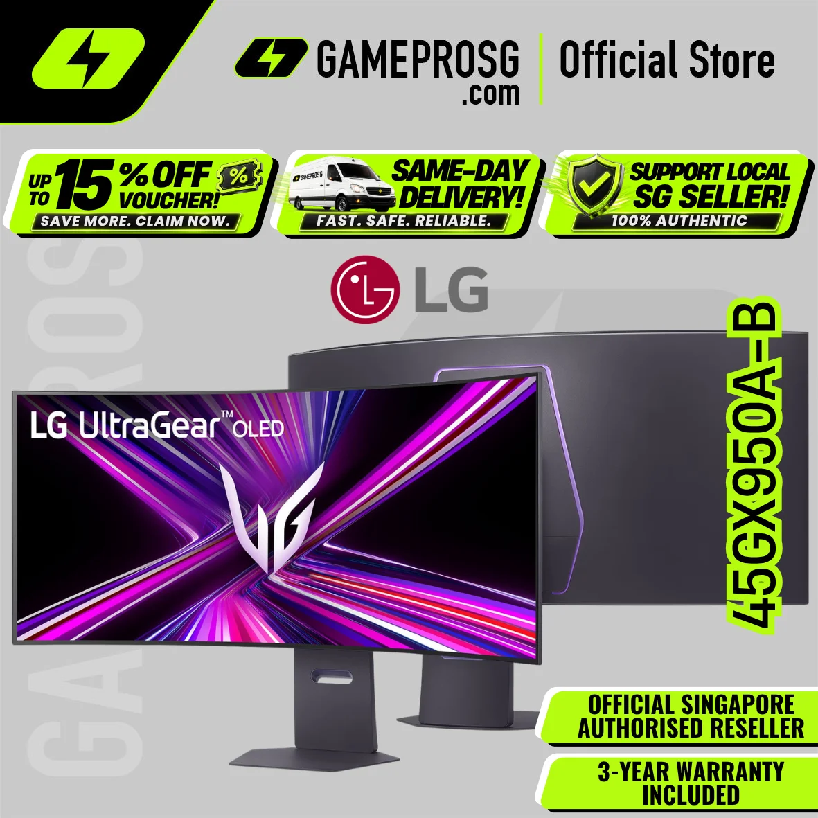 LG 45GX950A-B 45" Curved 5K2K WUHD OLED Gaming Monitor – 165Hz, 0.03ms, Speakers