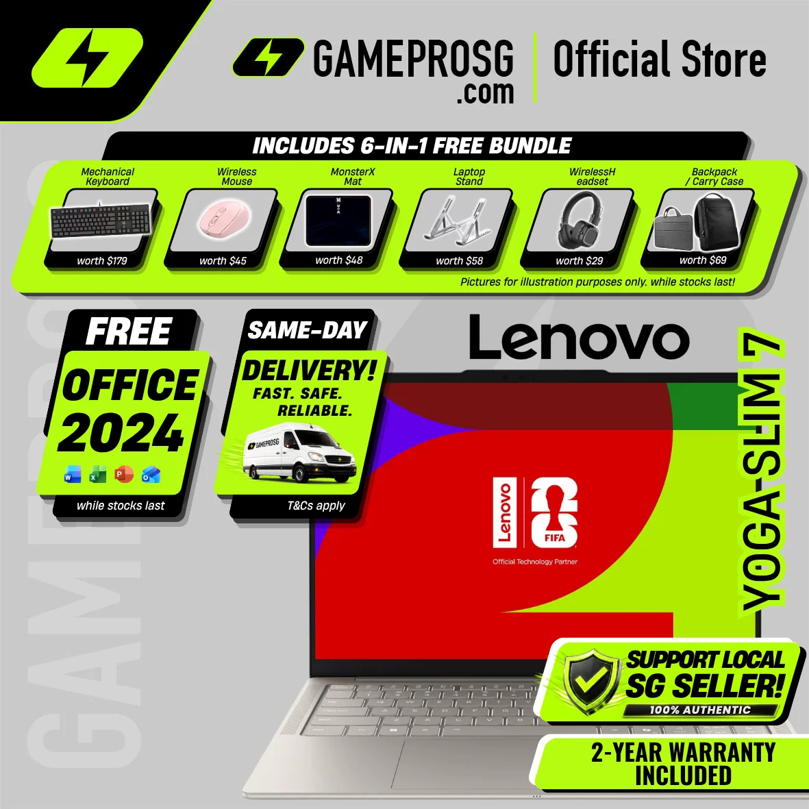 Lenovo Yoga Slim 7 Seashell AI Laptop – Intel Core Ultra 7 – 32GB RAM – 1TB SSD – Integrated Graphics – 14″ WUXGA OLED