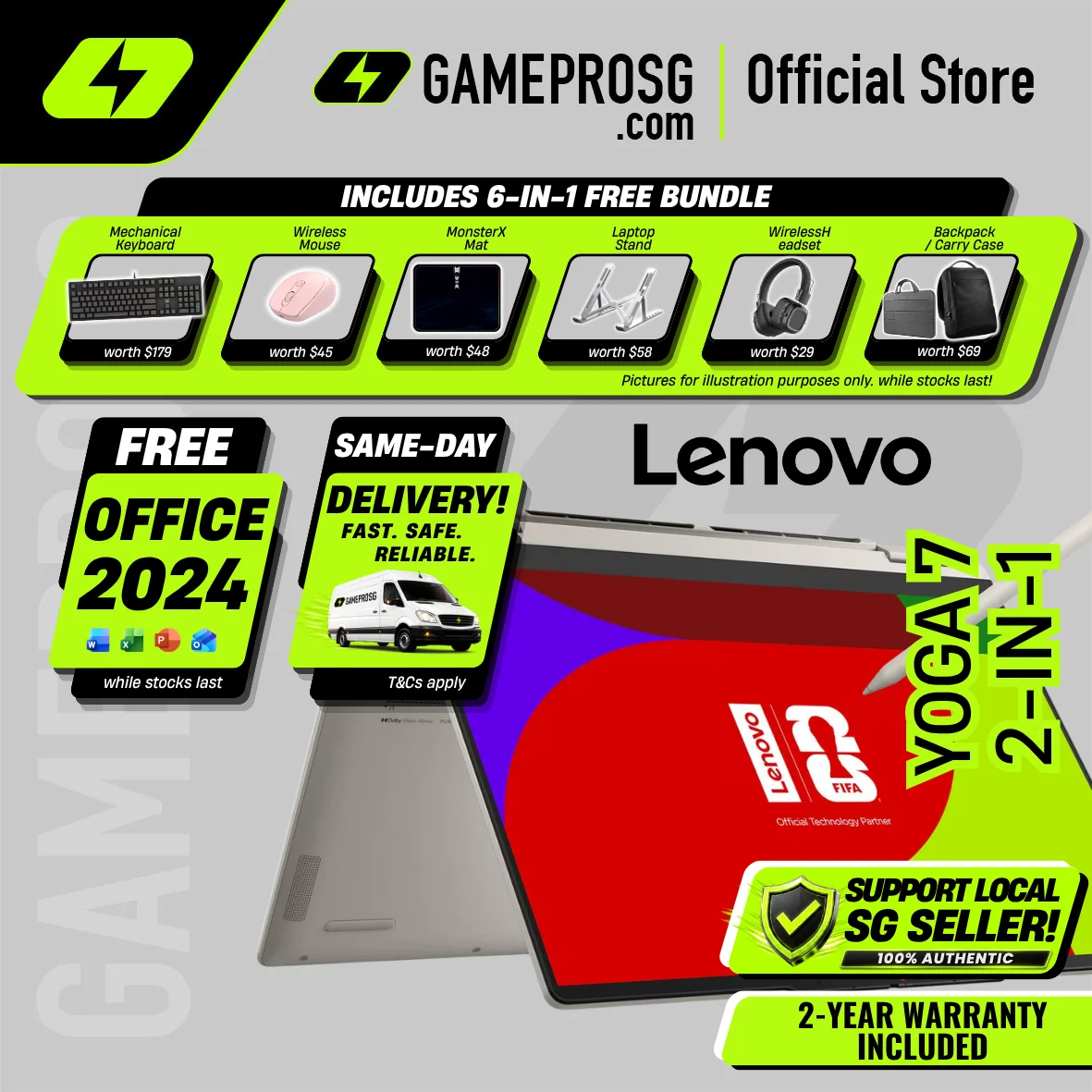 Lenovo Yoga 7 OLED 2-in-1 — 14" Touch - AMD Ryzen AI 7 - 24GB RAM - 1TB SSD - Convertible Laptop