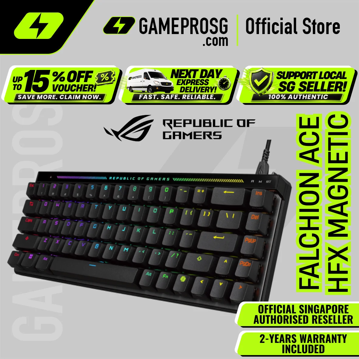 ROG Falchion Ace HFX Wired 65% Analog Gaming Keyboard – ROG HFX Magnetic Switches, Rapid Trigger toggle