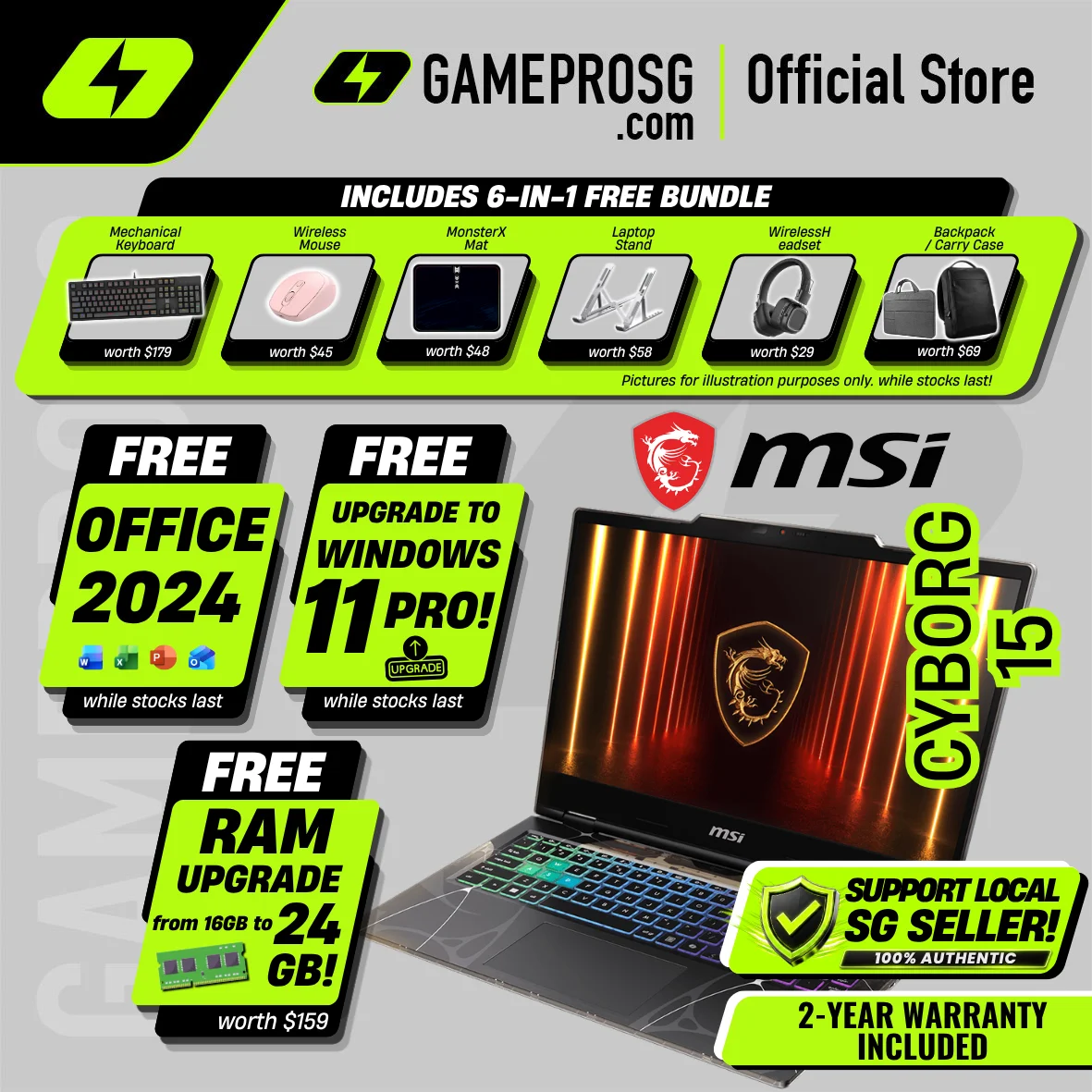MSI Cyborg 15 Gaming Laptop - 24GB RAM* - Intel Core i7 - RTX5060 - 15.6" 144Hz