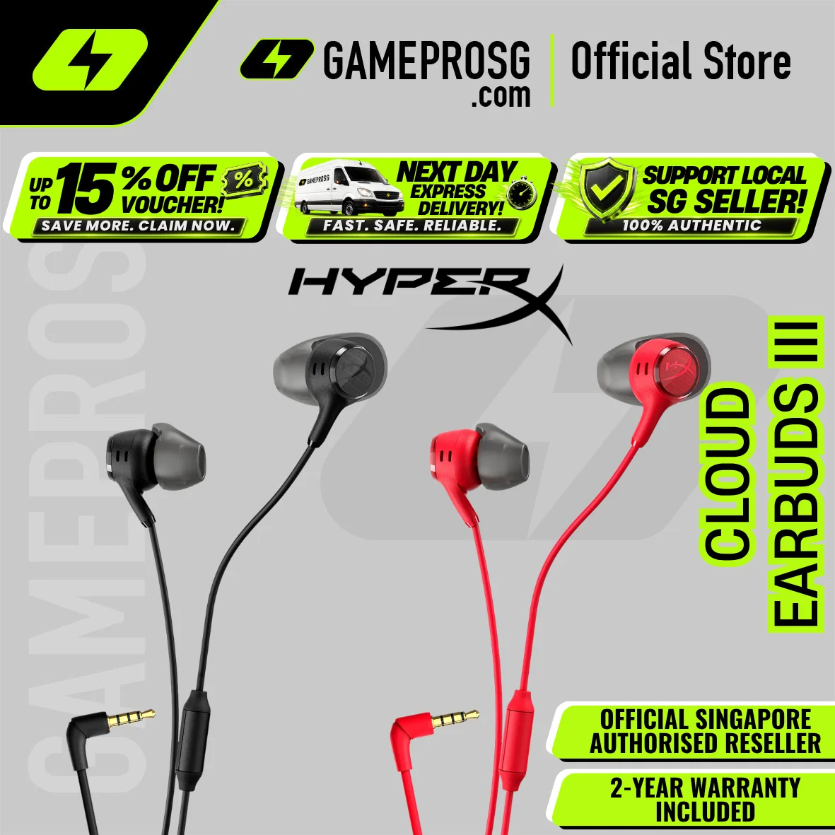 HyperX Cloud Earbuds III – 3.5mm Jack – In-Ear Gaming Earbuds – Built-in Mic – Multi-Platform