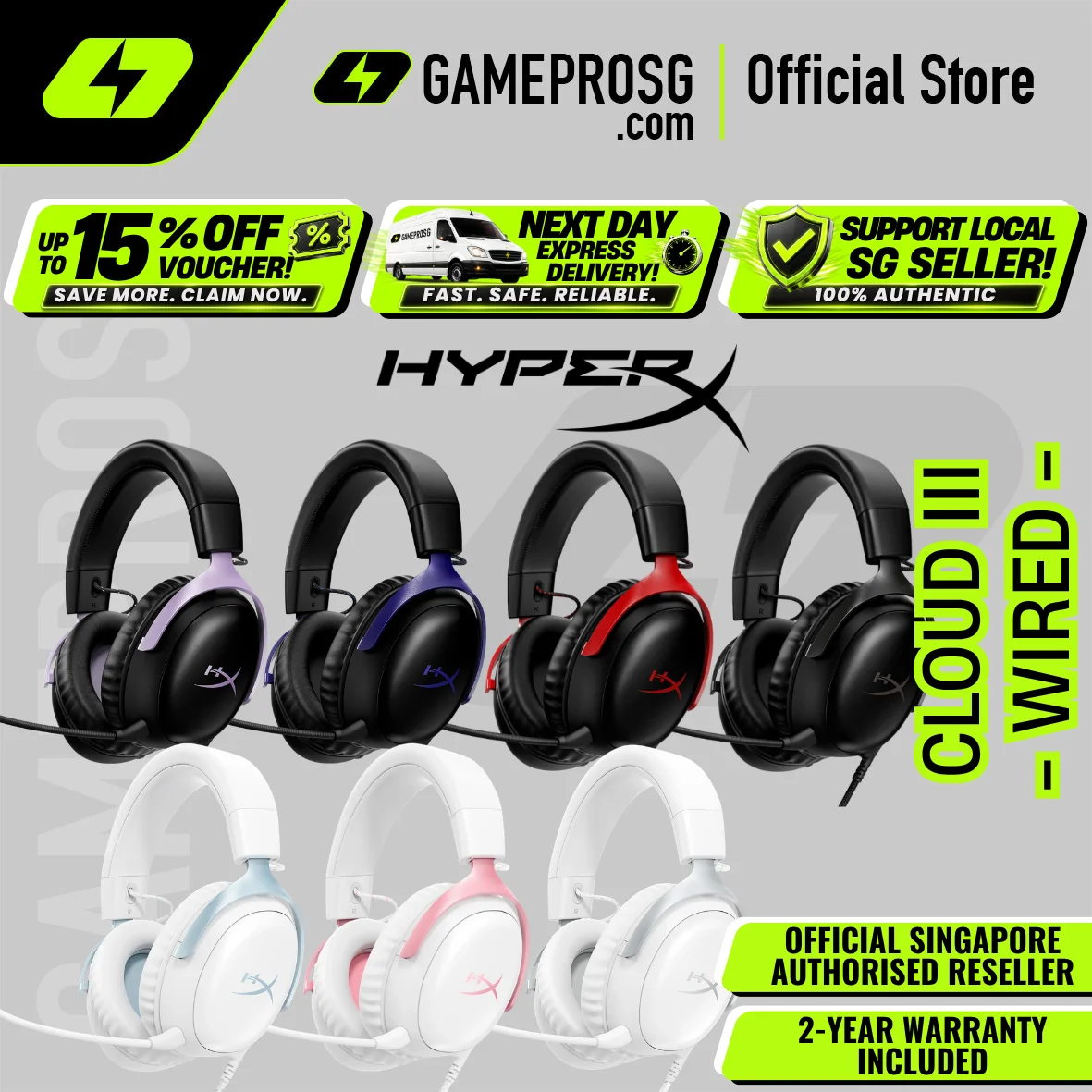 HyperX Cloud III Wired Gaming Headset - 53mm Drivers - PC/PS5/Xbox/Switch - DTS:X - Memory Foam