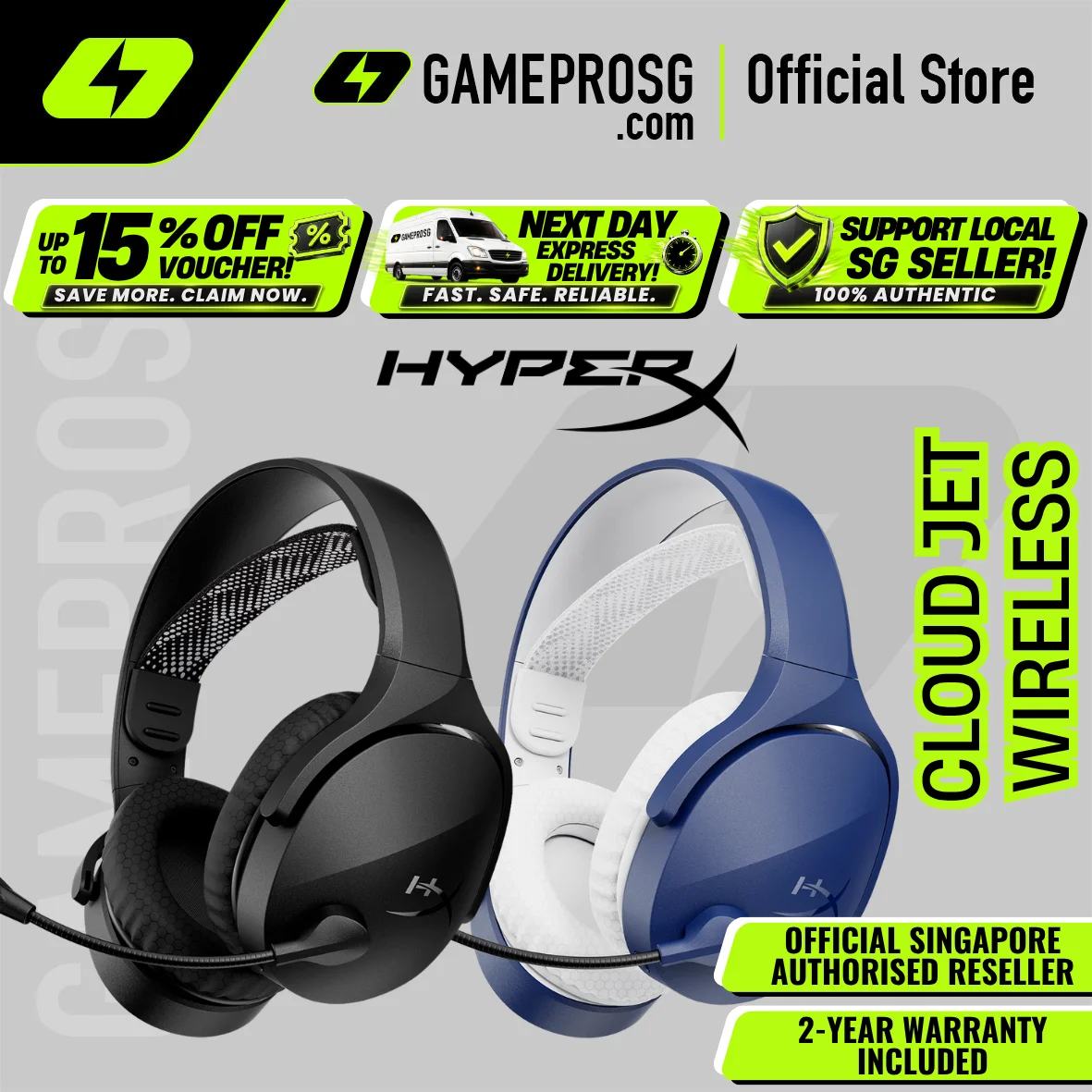 HyperX Cloud Jet Wireless Gaming Headset - 2.4GHz and Bluetooth PC, Mac, PS5, PS4, Mobile