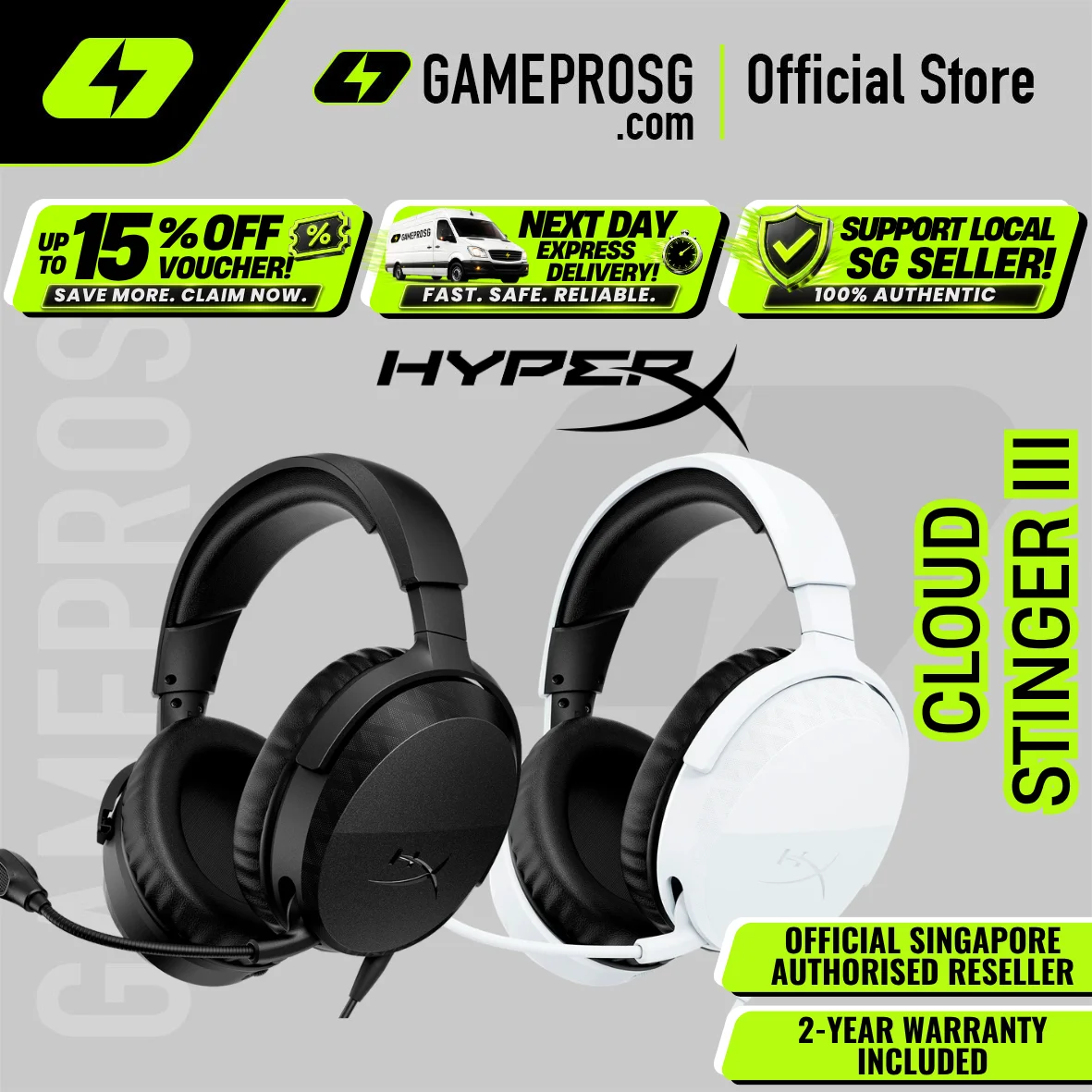 HyperX Cloud Stinger III – 50mm Drivers – Swivel-to-Mute Microphone – 3.5mm Wired Gaming Headset