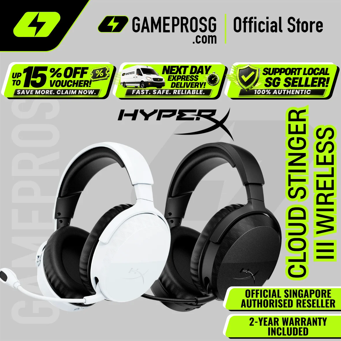 HyperX Cloud Stinger III Wireless – 2.4GHz & Bluetooth – 50mm Drivers – 80-Hour Battery Gaming Headset