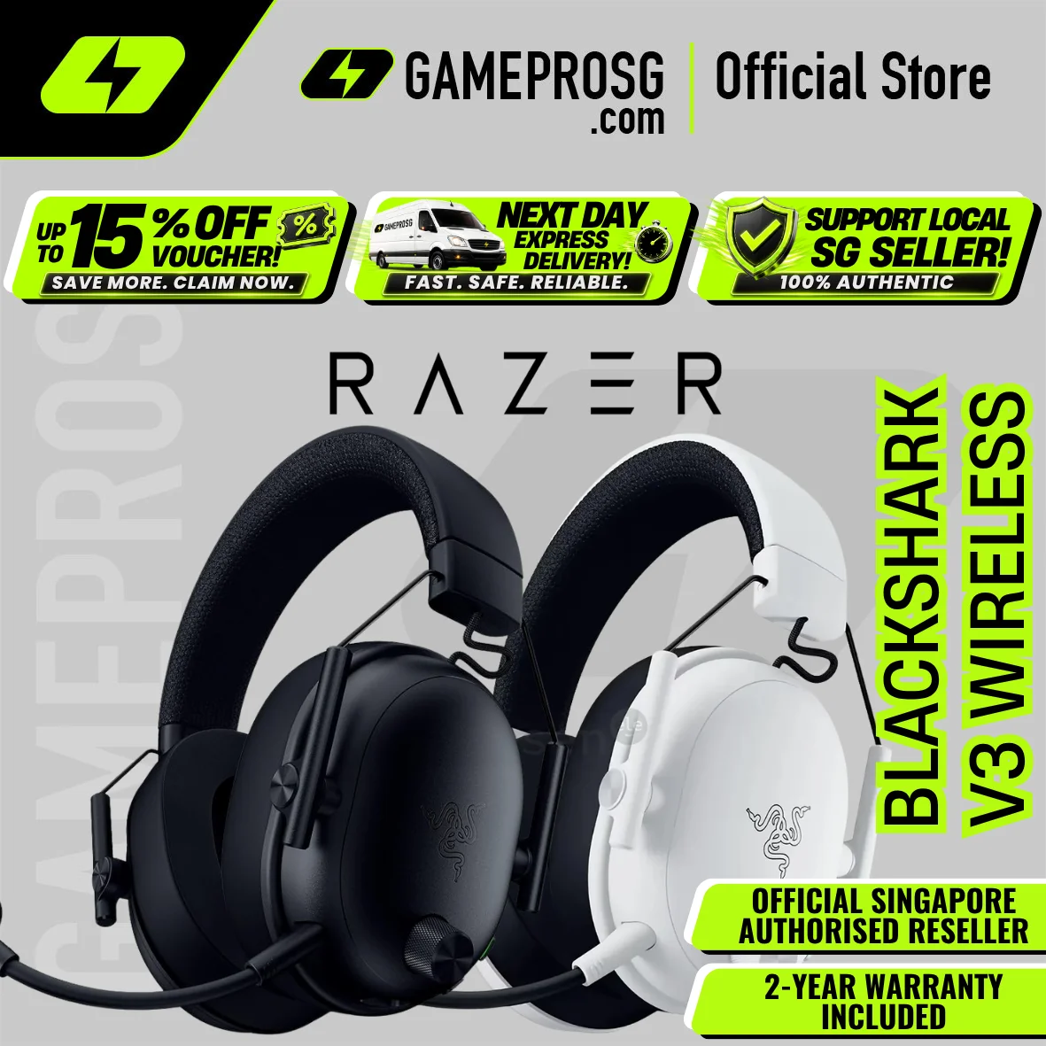 Razer BlackShark V3 Wireless Gaming Headset for PC, Mac, Playstation, Nintendo Switch, Smartphone