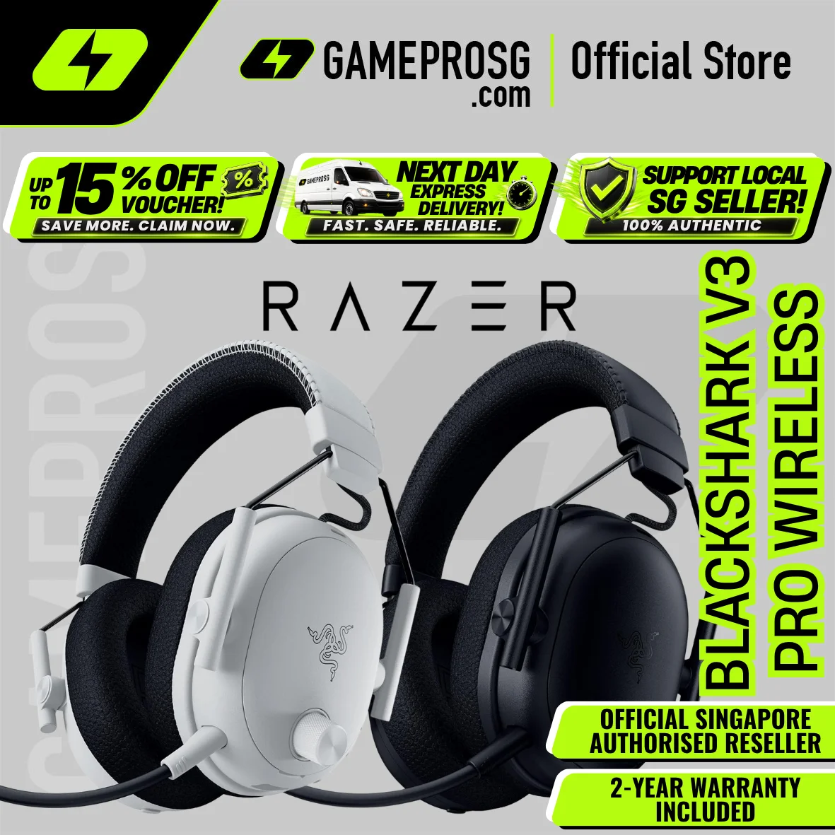 Razer BlackShark V3 Pro ANC Wireless Gaming Headset for PC, Mac, Playstation, Nintendo Switch, Smartphone