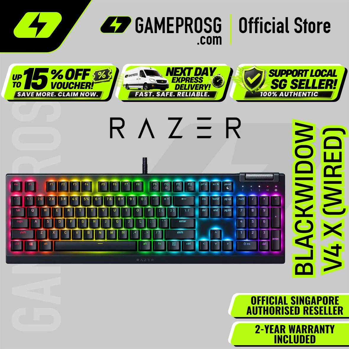 Razer Blackwidow V4 X Full Size Wired Mechanical Gaming Keyboard