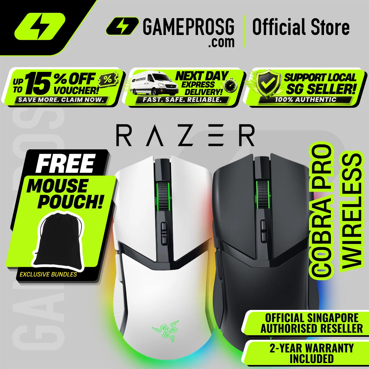 Razer Cobra Pro Wireless Gaming Mouse with Chroma and RGB 10 Customizable Controls