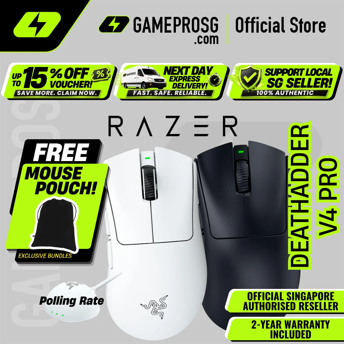 Razer DeathAdder V4 Pro Ultra-lightweight Wireless Ergonomic Esports Mouse