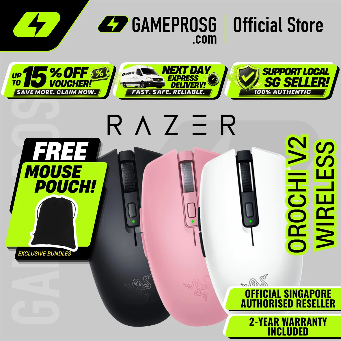 Razer Orochi V2 Lightweight Wireless Optical Gaming Mouse / Bluetooth / RF 2.4GHz