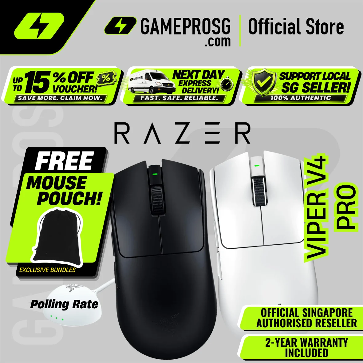 Razer Viper V4 Pro – Ultra Lightweight Wireless – Esports Gaming Mouse – High Performance Competitive Mouse
