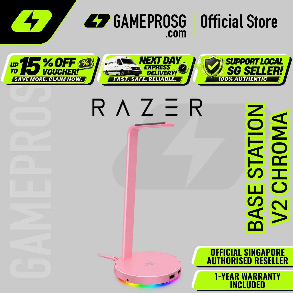 Razer Base Station V2 Chroma Headset Stand USB Hub with Razer Chroma RGB