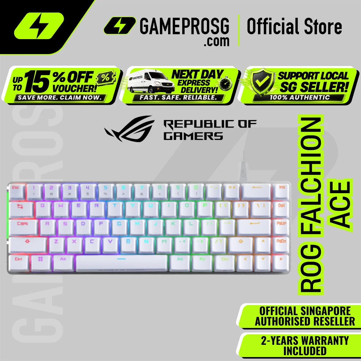 ROG Falchion Ace Wired 65% Mechanical Gaming Keyboard - White Edition / ROG NX Switch