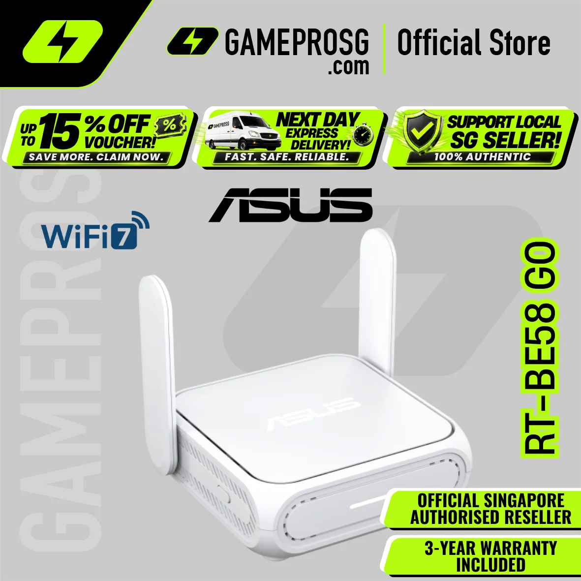 ASUS RT-BE58 Go Dual-Band Travel Router — WiFi 7 BE3600 - 4G/5G Tethering - WISP Mode - 2.5G Port