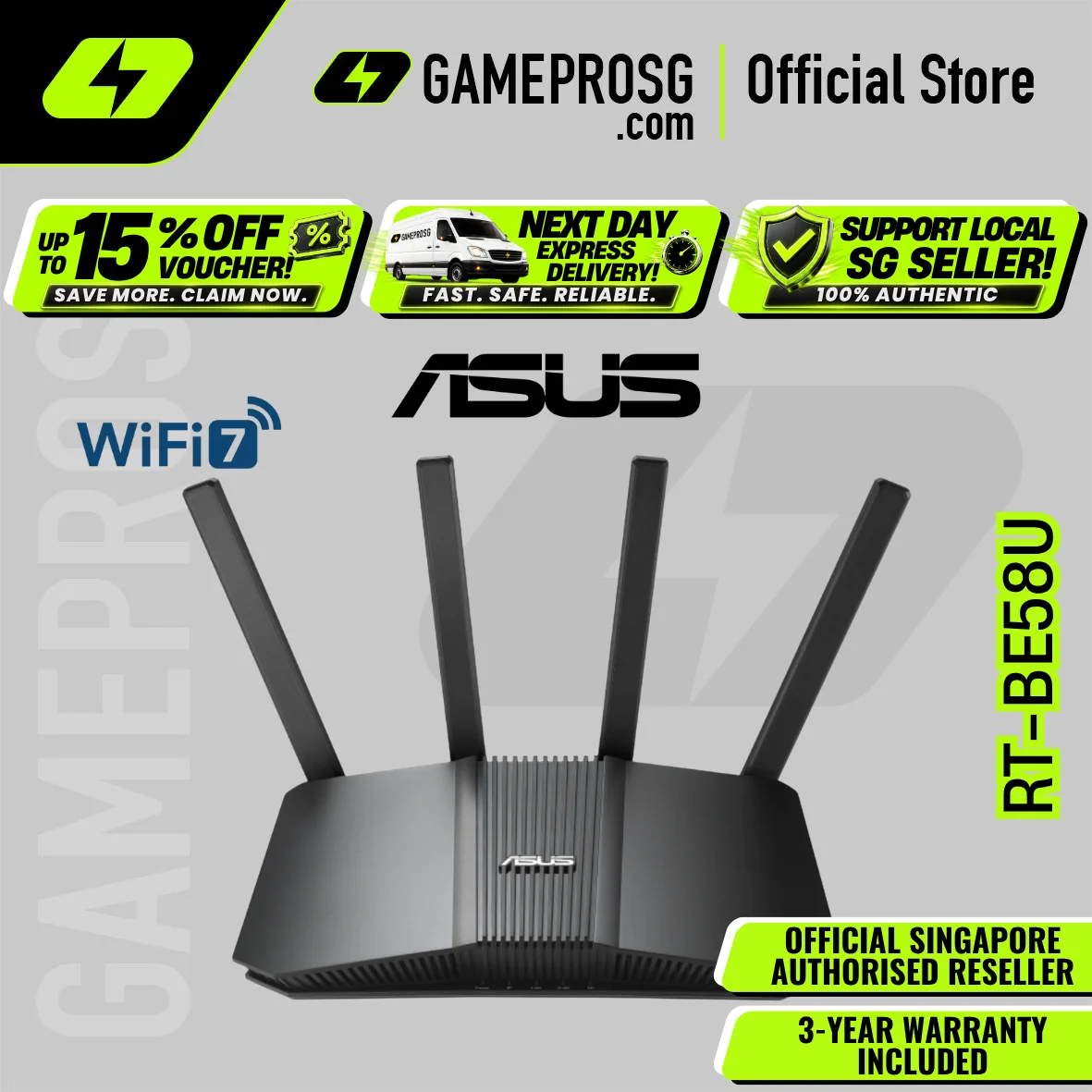 ASUS RT-BE58U – Dual-Band WiFi 7 BE3600 Router – 2.5G WAN/LAN – AiMesh Extendable – AiProtection