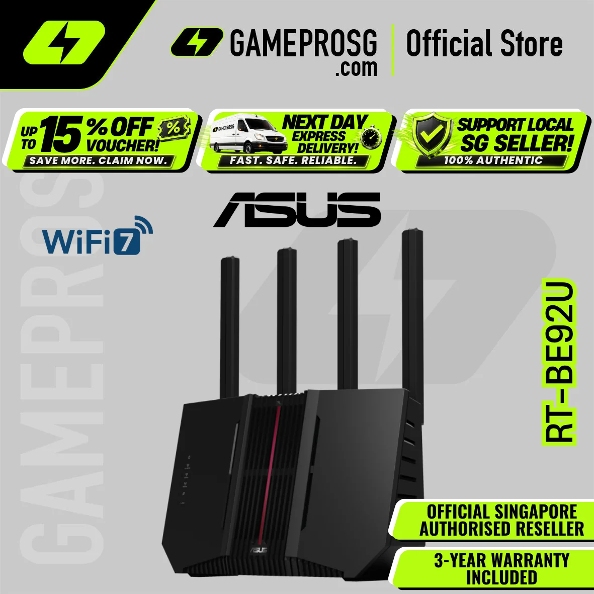 ASUS RT-BE92U – Tri-Band WiFi 7 BE9700 Router – 10G WAN/LAN – Smart AiMesh – VPN Support