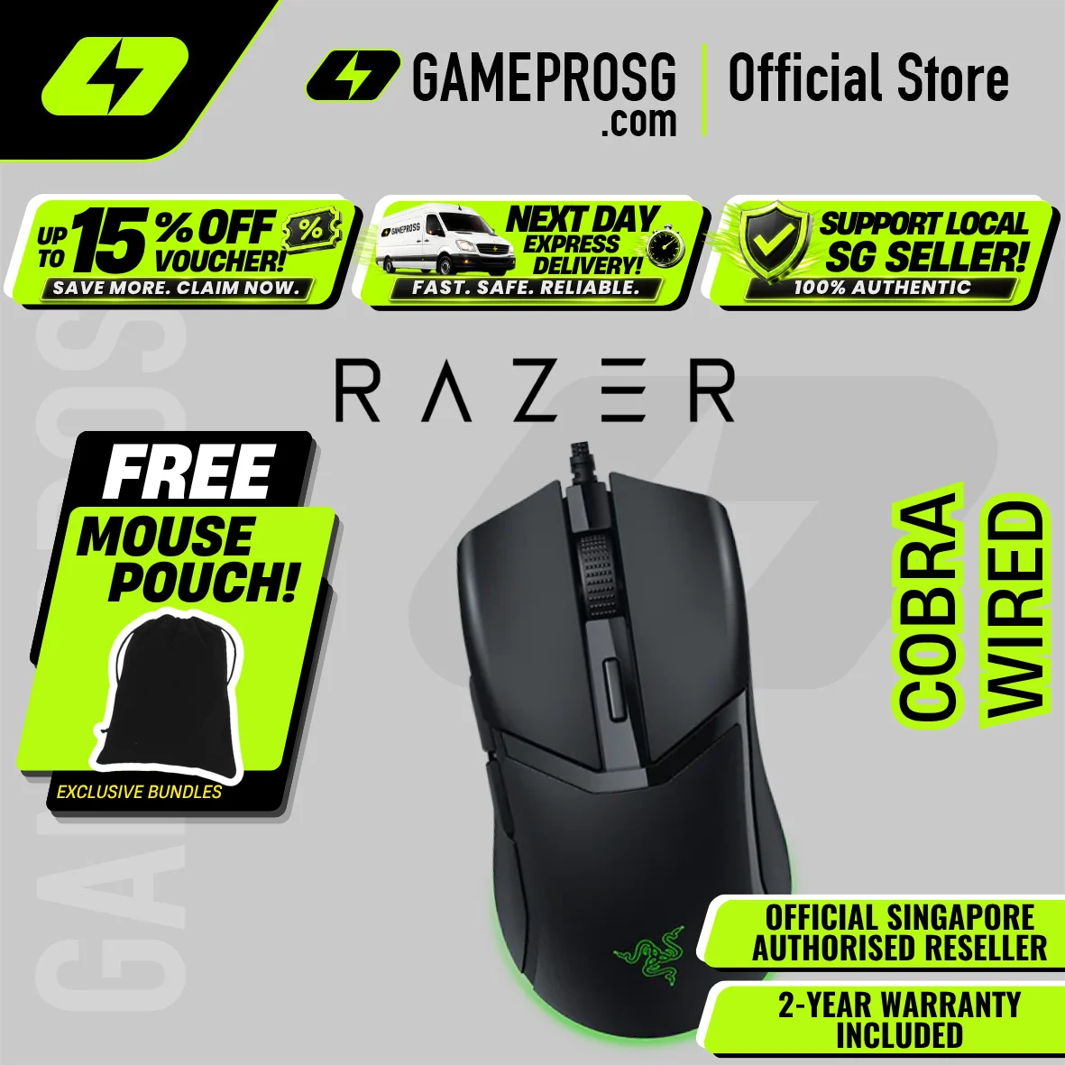 Razer Cobra Wired Gaming Mouse with Chroma RGB Lighting and 58g Lightweight Design