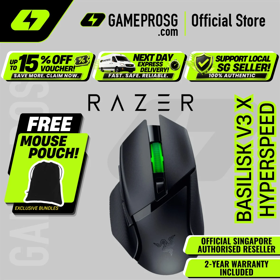 Razer Basilisk V3 X HyperSpeed - Wireless Ergonomic Gaming Mouse