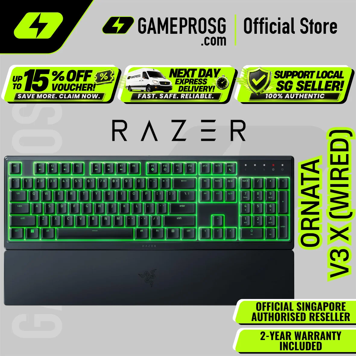 Razer Ornata V3 X Full-Size Low-profile Wired Membrane Gaming Keyboard