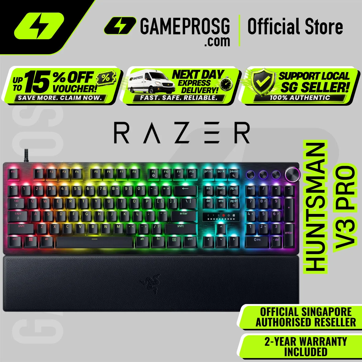 Razer Huntsman V3 Pro Wired Full Size Analog Optical Esports Keyboard