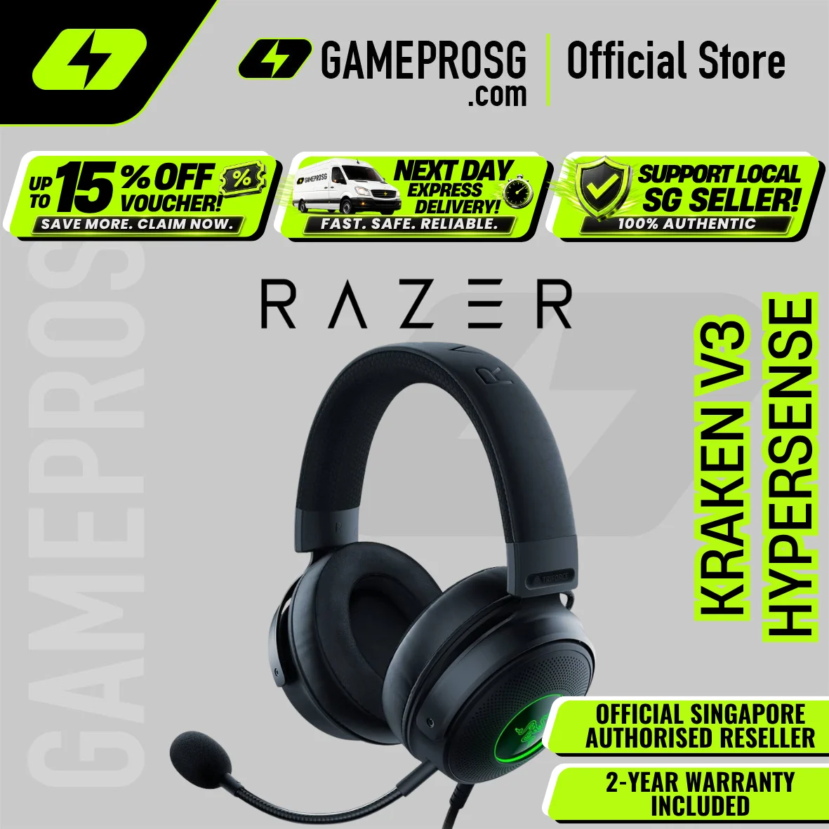 Razer Kraken V3 HyperSense Wired USB Gaming Headset with Haptic Technology