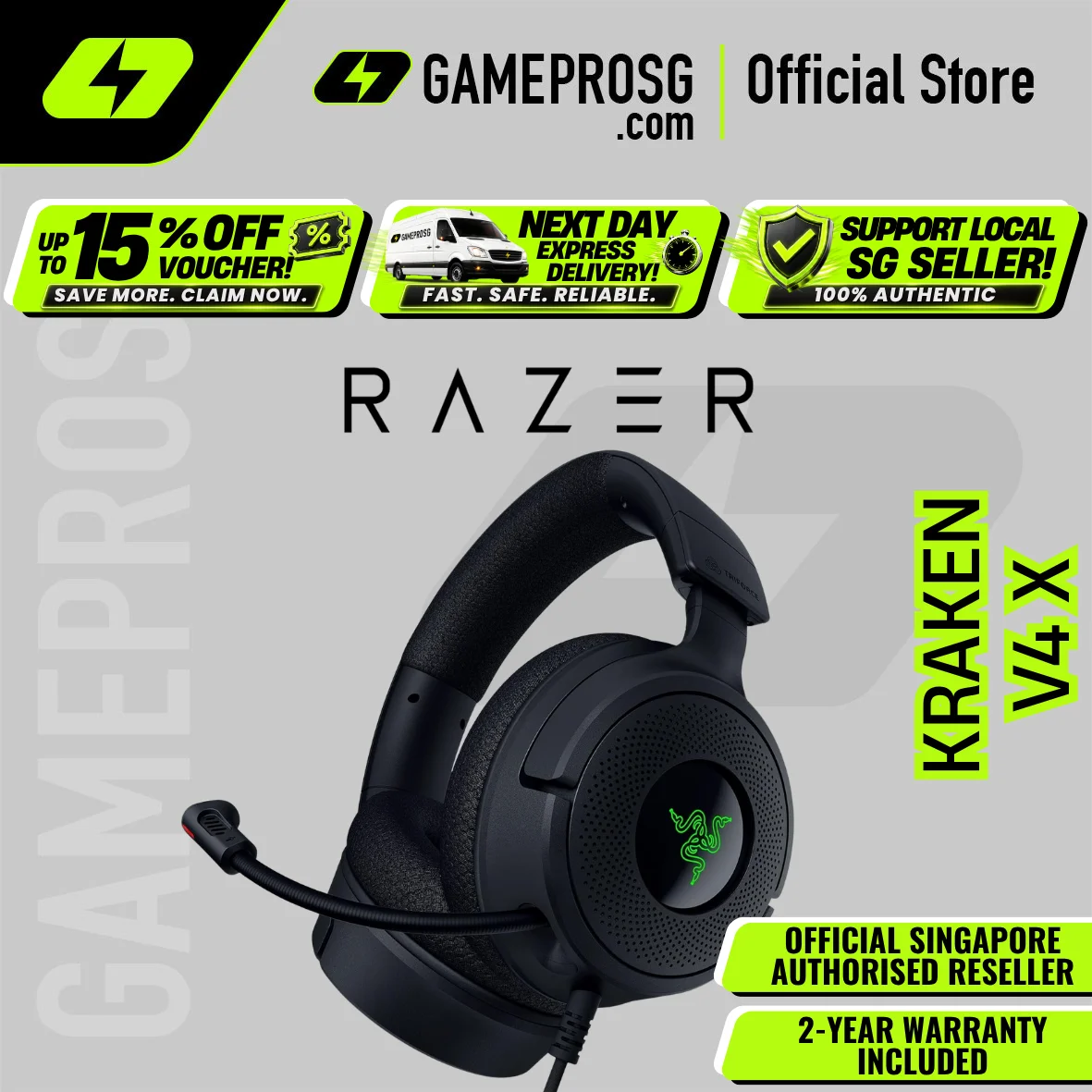 Razer Kraken V4 X Wired Gaming Headset with Chroma RGB – For PC, Mac, PS5, Nintendo Switch, Steam Deck