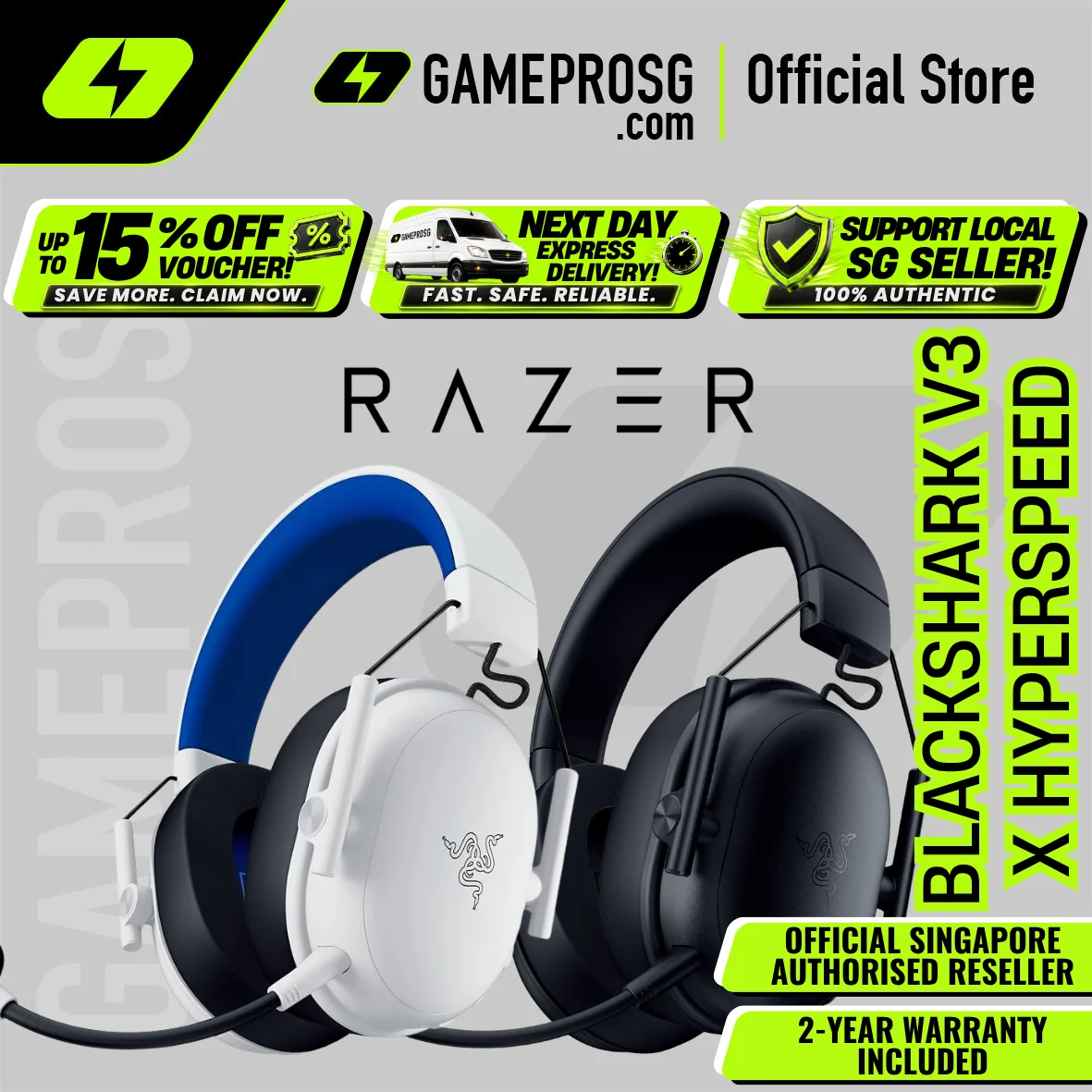 Razer BlackShark V3 X Hyperspeed Wireless Gaming Headset for PC, Mac Playstation, Nintendo Switch, Smartphone
