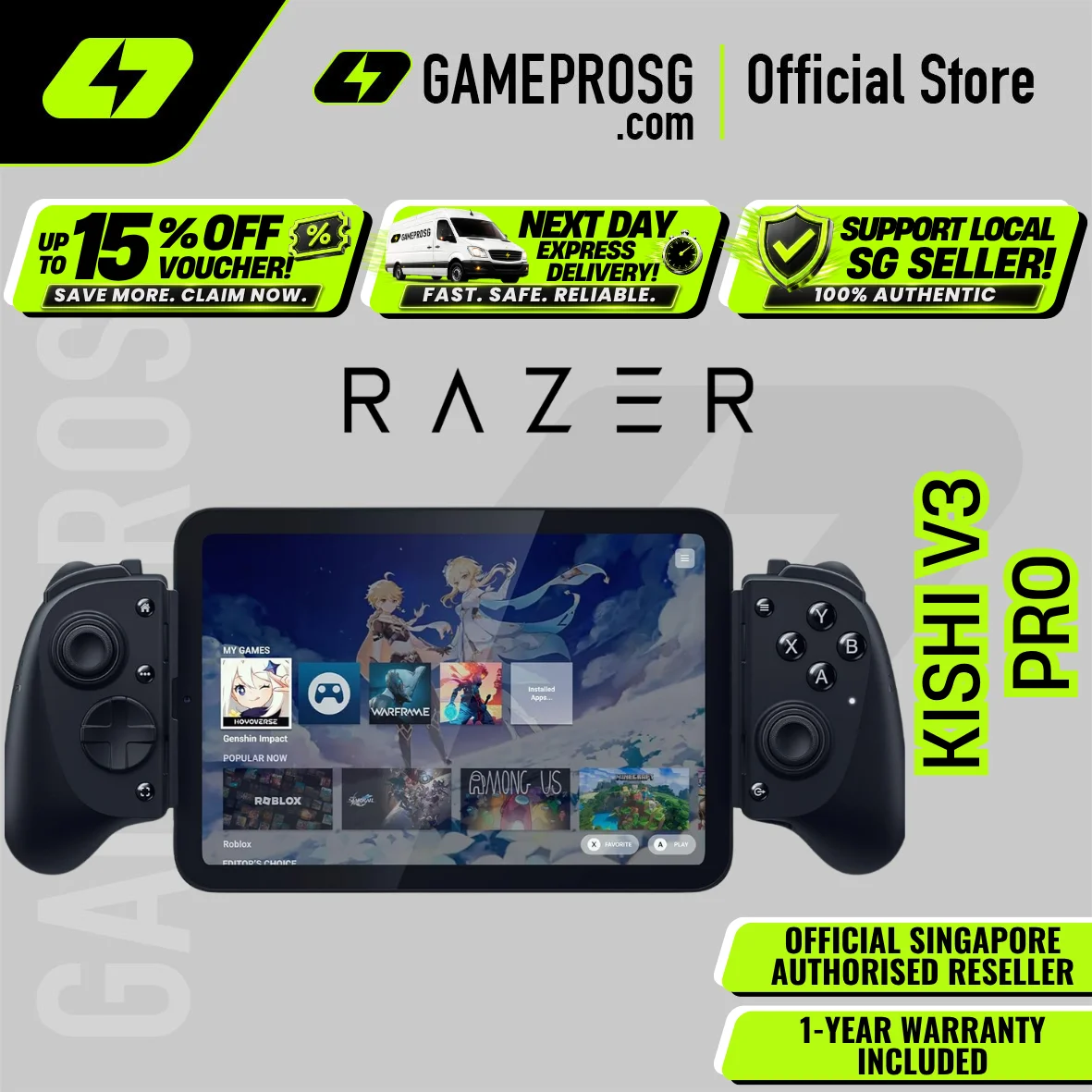 Razer Kishi V3 Pro - Haptic USB-C Gaming Controller for Phones, Mini Tablets, & PC