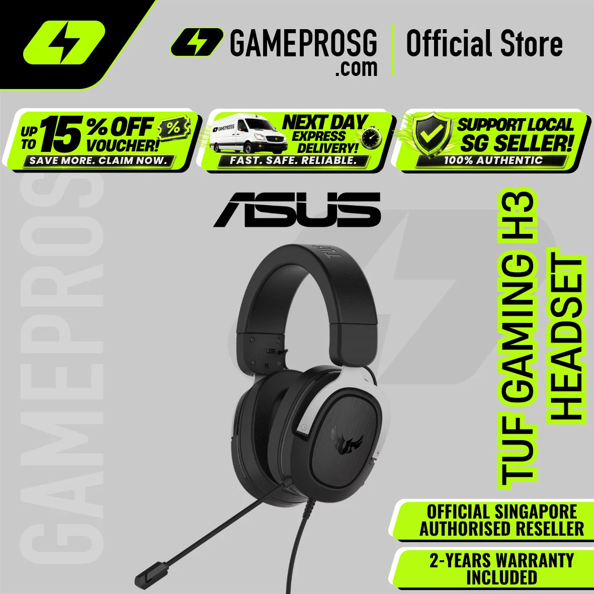 ASUS TUF Gaming H3 Wired Gaming Headset 3.5mm - PC, PS4/5, Xbox One and Nintendo Switch, 7.1 surround sound