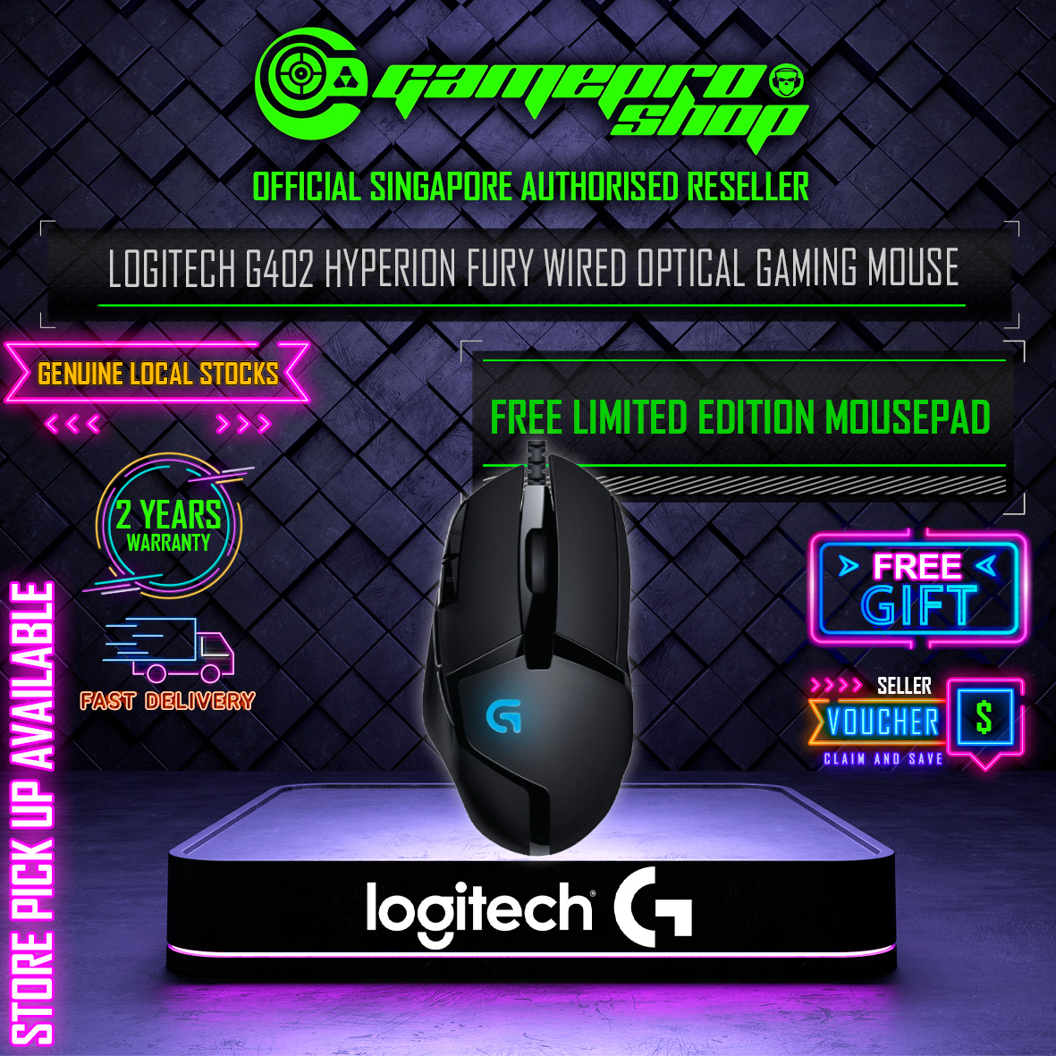 Free Gift] Logitech G402 Hyperion Fury Wired Optical Gaming Mouse –  910-004070 (2Y) – GamePro Shop