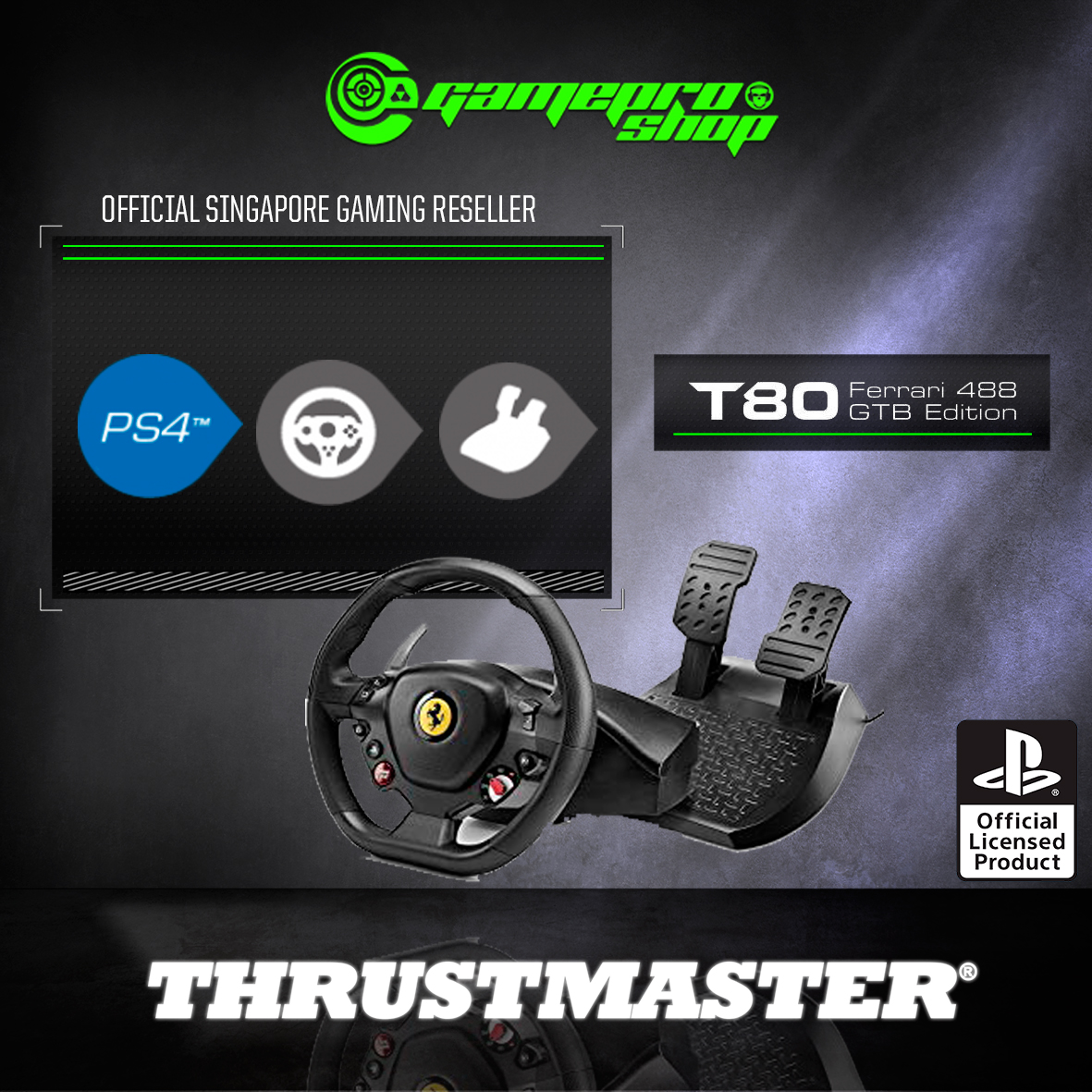 thrustmaster t80 ferrari 488 gtb edition racing wheel ps4