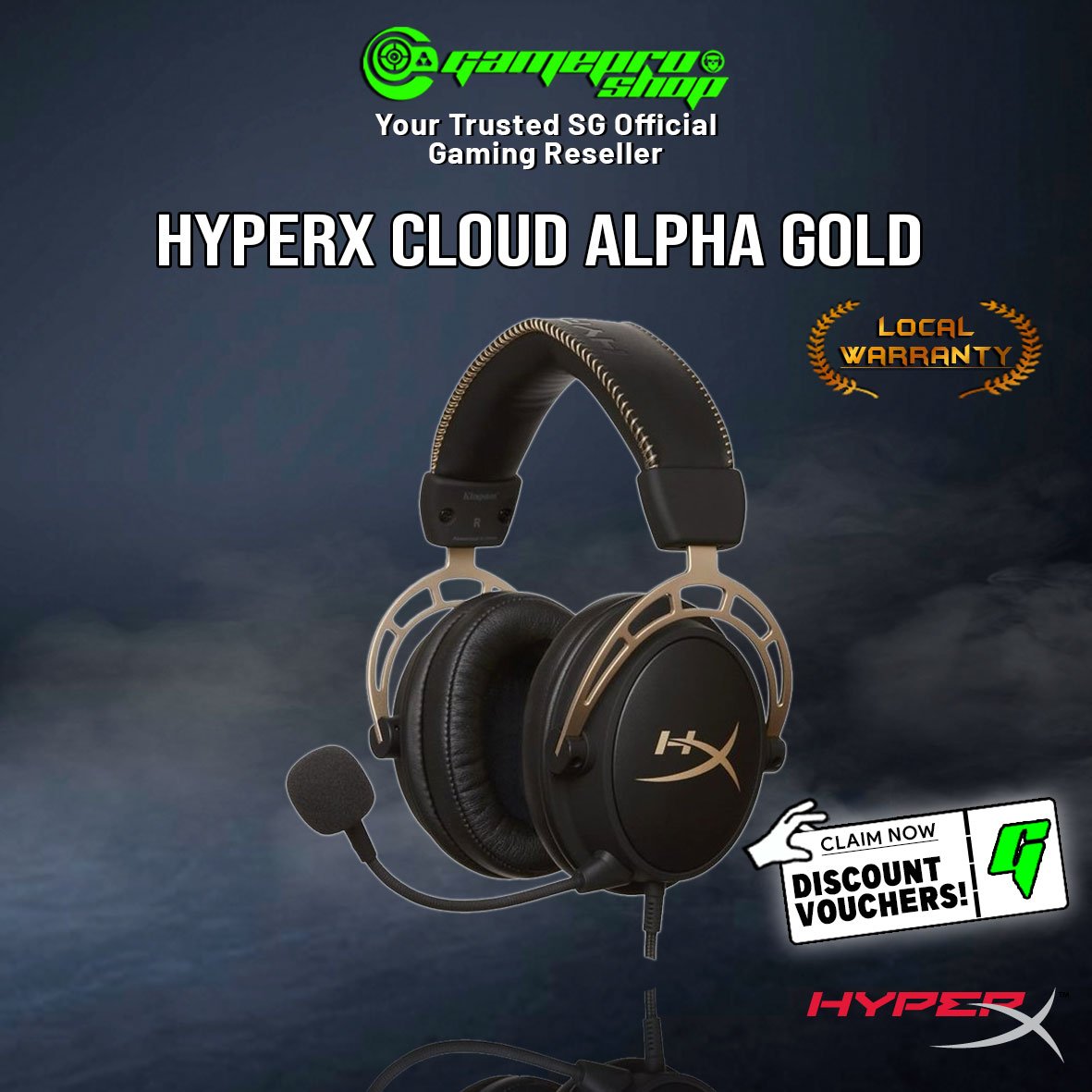 HyperX Cloud Alpha Limited Edition Gold Gaming Headset - HX-HSCA-GD/NAP  (2Y) - GamePro Shop