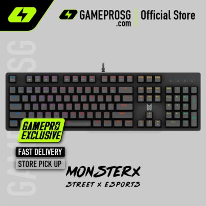 MonsterX MINOTAUR Ergonomic Wired Mechanical Keyboard with Blue Clicky Switches & Hyper RGB Lighting