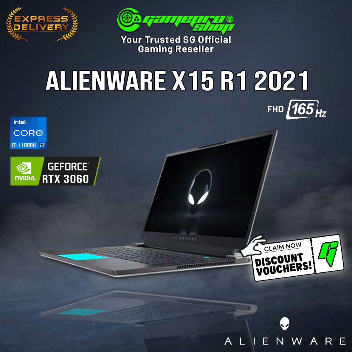 Dell Alienware x15 R1 Gaming Laptop (i7-11800H/RTX 3060/16GB/512GB  SSD/ 165hz/W10/2Y) – GamePro Shop